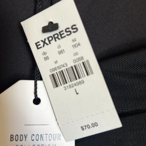 Express Black Sweetheart Neckline Ruched Shapewear Long Sheer Top Blouse NWT - Picture 5 of 5